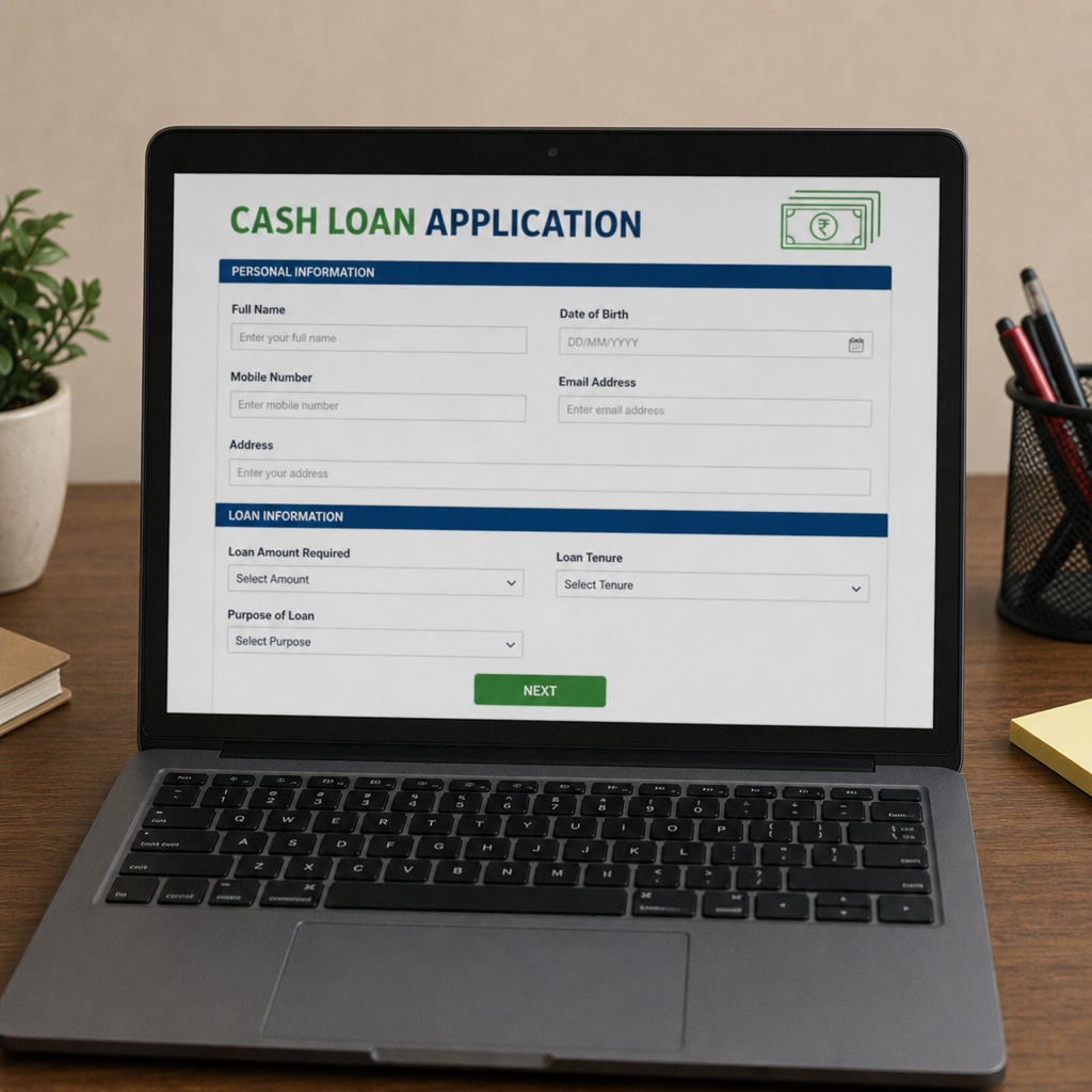 Image showing a laptop with a cash loan application open