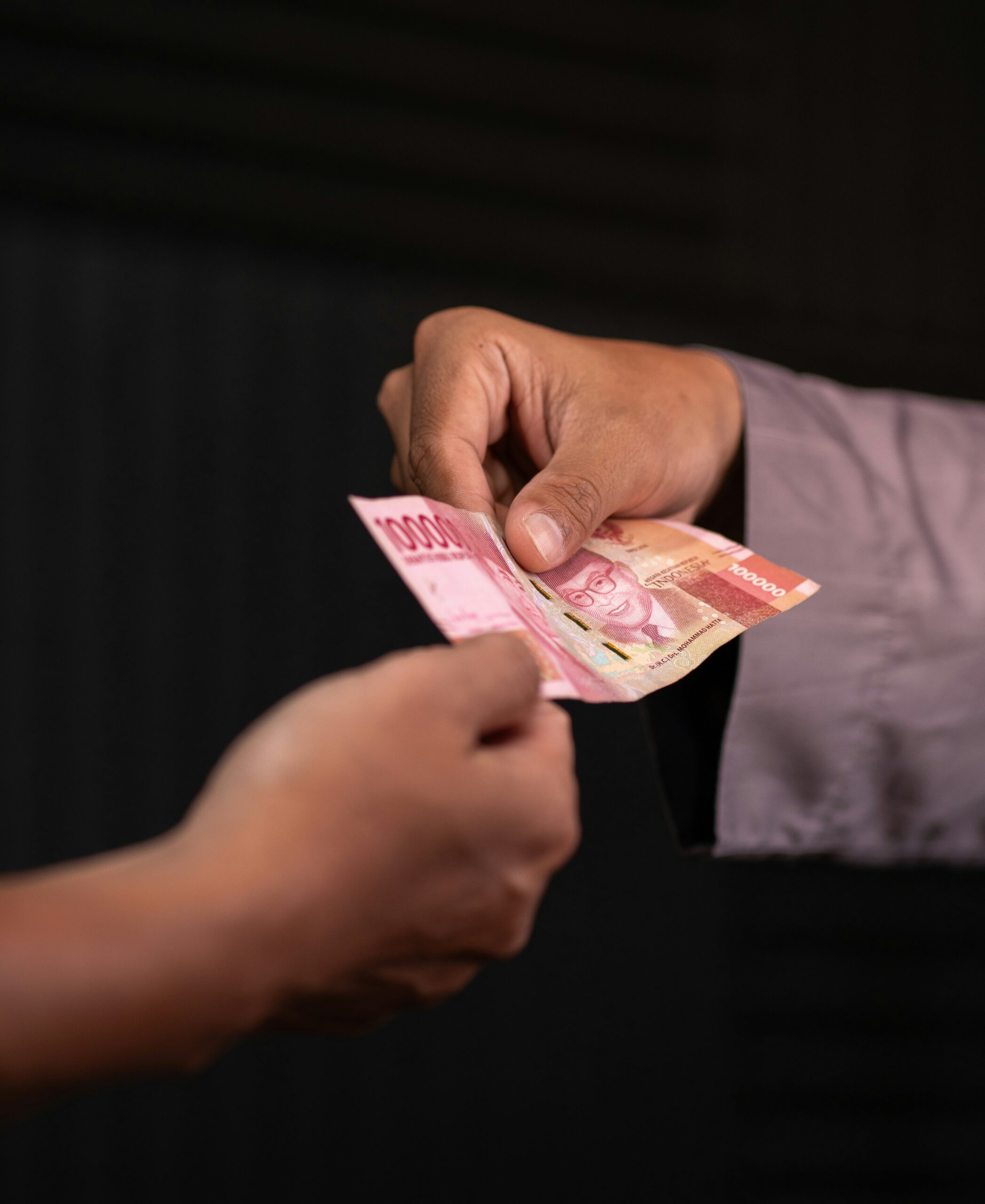 Happy person receiving money